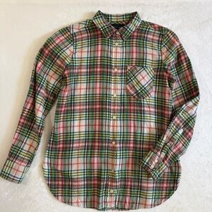 J. Crew Drapey Button-Down Flannel Plaid 0